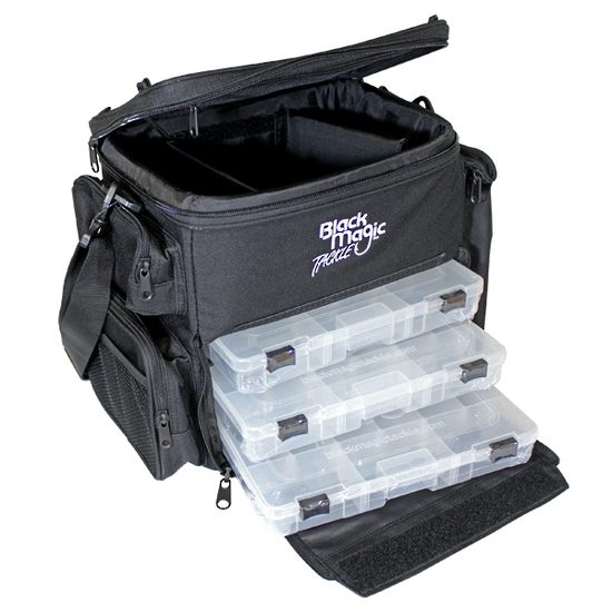 thumbnail image 2 of Sale.magic Black Nylon Fishing Tackle Bag - Waterproof, Adjustable Shoulder Strap, 11.8x7.1x7.9in - Saltwater & Freshwater 2 of 4
