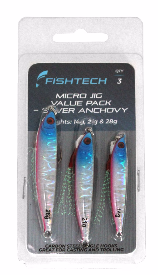 FishTech - Micro Jig Value Pack - Silver Anchovy